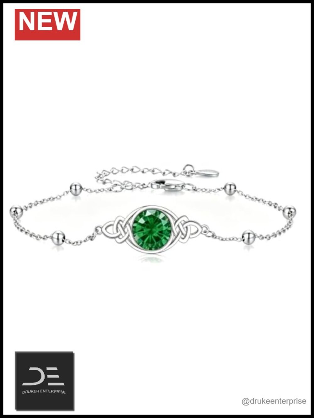 925 Sterling Silver Celtic Knot Birthstone Anklet Bracelet